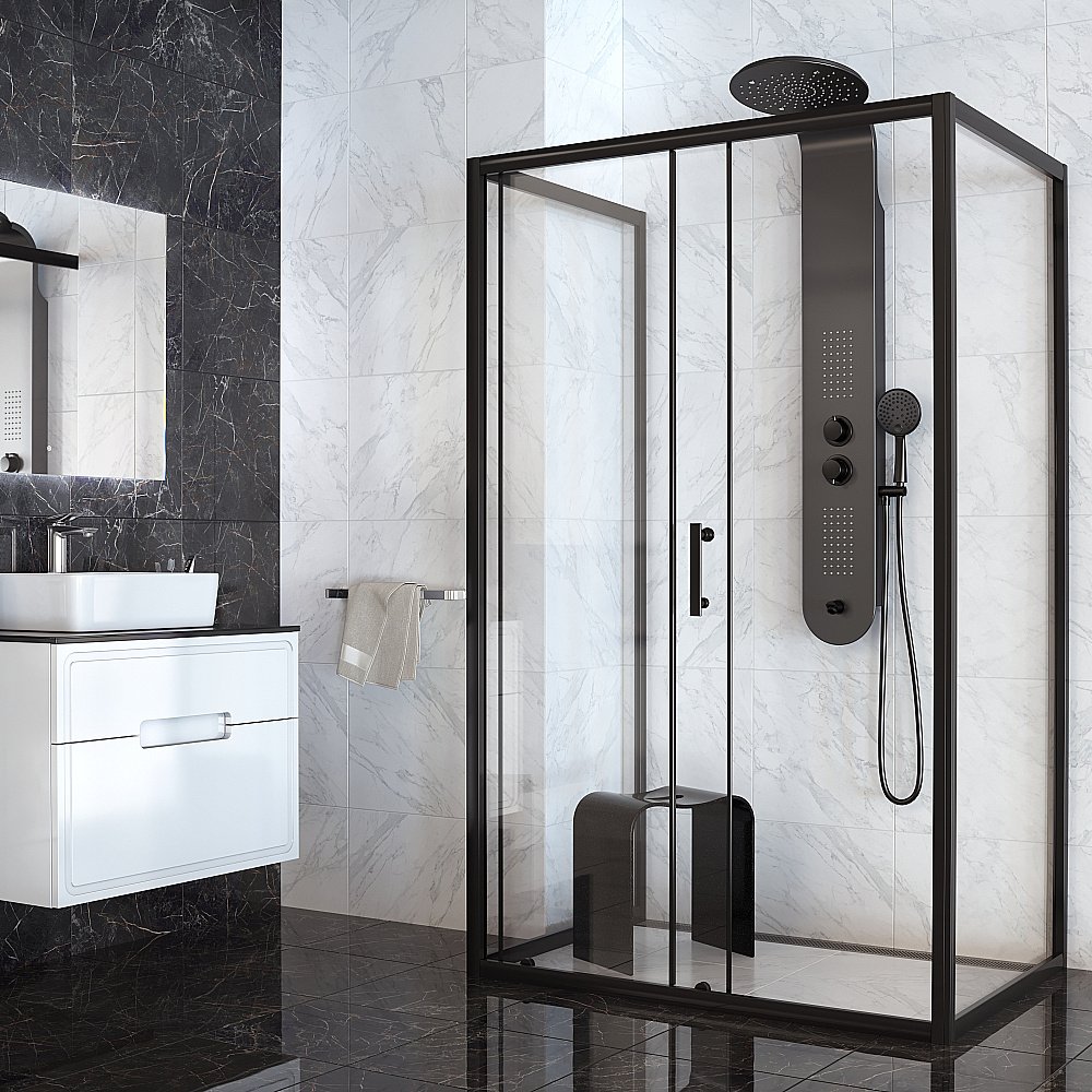 Душевая панель Taliente TA-G-A03Bb+s черная купить в интернет-магазине сантехники Sanbest