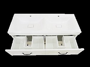 Тумба с раковиной 6 ящ. напольная Misty Дуэт 120 белая матовая для ванной в интернет-магазине Sanbest