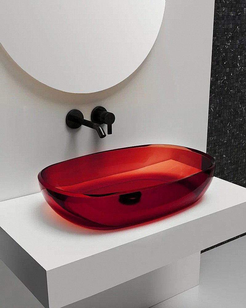 Раковина накладная ABBER Kristall AT2805Rubin красная купить в интернет-магазине Sanbest