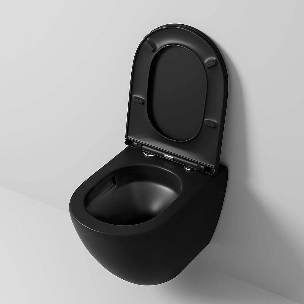 Унитаз подвесной Grossman Торнадо GR-4455BMSQ безободковый, с крышкой микролифт, слив-торнадо, черный матовый купить в интернет-магазине Sanbest