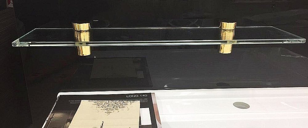 Полка стеклянная De Aqua Токката 258141 90 золото купить в интернет-магазине сантехники Sanbest