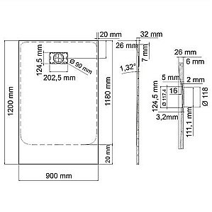 Душевой поддон WasserKRAFT Elbe 74T07 120х90 купить в интернет-магазине Sanbest