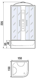 Душевая кабина RIVER TEMZA 55 150х150 ТН стекло тонированное купить в интернет-магазине Sanbest