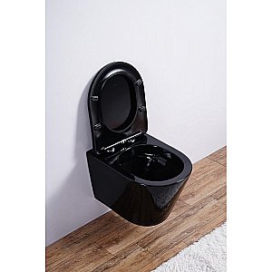 Унитаз подвесной Esbano CLAVEL ESUPCLAVB безободковый, с крышкой микролифт, черный купить в интернет-магазине Sanbest