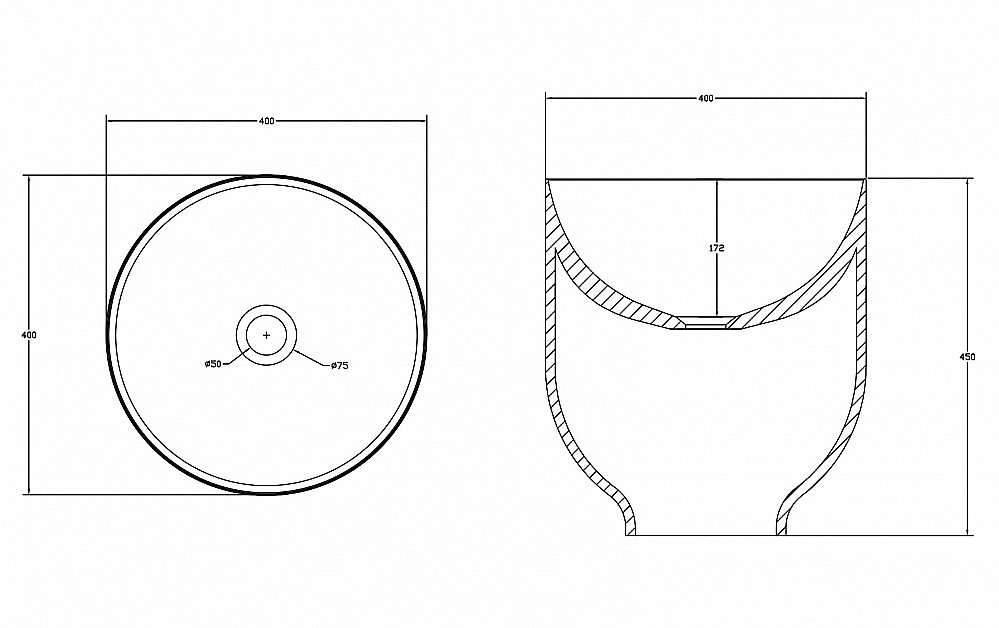 Раковина накладная ABBER Stein AS2618 40 белая матовая купить в интернет-магазине Sanbest