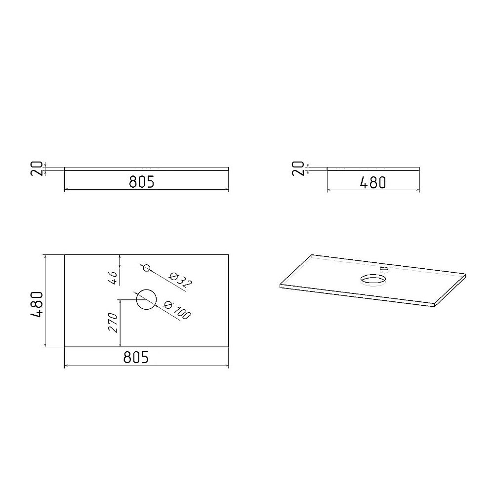 Столешница Grossman КРИСТАЛЛ 80 508056 графит глянцевый для ванной в интернет-магазине сантехники Sanbest
