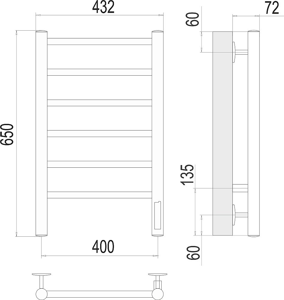 Полотенцесушитель электрический Terminus Аврора П6 400х650 купить в интернет-магазине сантехники Sanbest