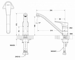 Смеситель для кухни Bravat VEGA F7119177CP-1 купить в интернет-магазине сантехники Sanbest