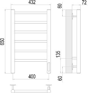 Полотенцесушитель электрический Terminus Аврора П6 400х650 купить в интернет-магазине сантехники Sanbest