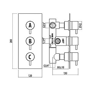 Смеситель для душа Gattoni Termostatici TS994/22C0.M купить в интернет-магазине сантехники Sanbest