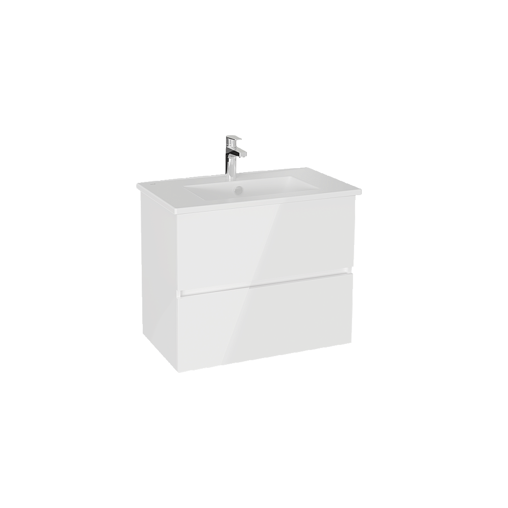Тумба с раковиной VitrA Mia Plus Square 69742 80 глянцевая белая для ванной в интернет-магазине Sanbest