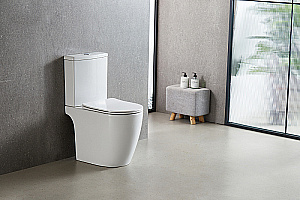 Унитаз напольный Azario Leo Tornado Flushing AZ-1253CT белый, безободковый, с бачком, с крышкой микролифт, слив торнадо купить в интернет-магазине Sanbest