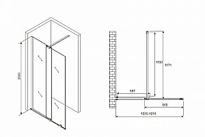 Душевое ограждение Abber Komfort 120 раздвижная прозрачное/черный купить в интернет-магазине Sanbest
