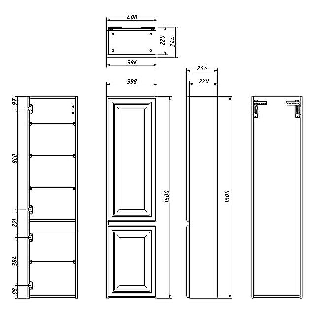 Пенал Caprigo Ponza 13550-В231 40 белый для ванной в интернет-магазине сантехники Sanbest