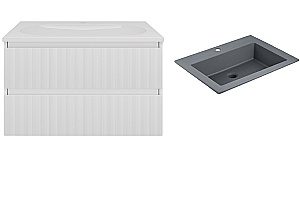 Тумба с раковиной Vincea Welle 80 VMC-2WL800MW/VCB-13800G белая матовая/раковина серая для ванной в интернет-магазине Sanbest
