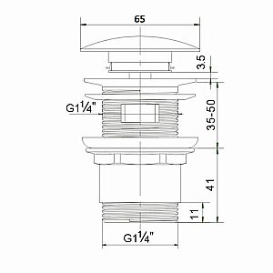 Донный клапан Orange X1-004b черный купить в интернет-магазине сантехники Sanbest