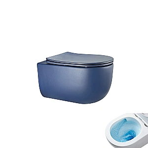 Унитаз подвесной GID Tr2133TF-BUM 62301Y безободковый, слив торнадо, с крышкой микролифт, синий матовый купить в интернет-магазине Sanbest