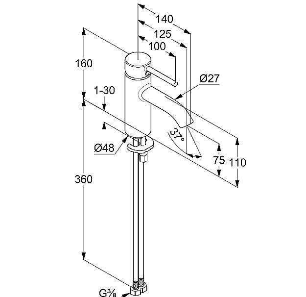 Смеситель для раковины Kludi Bozz 383890576WR4 хром купить в интернет-магазине сантехники Sanbest