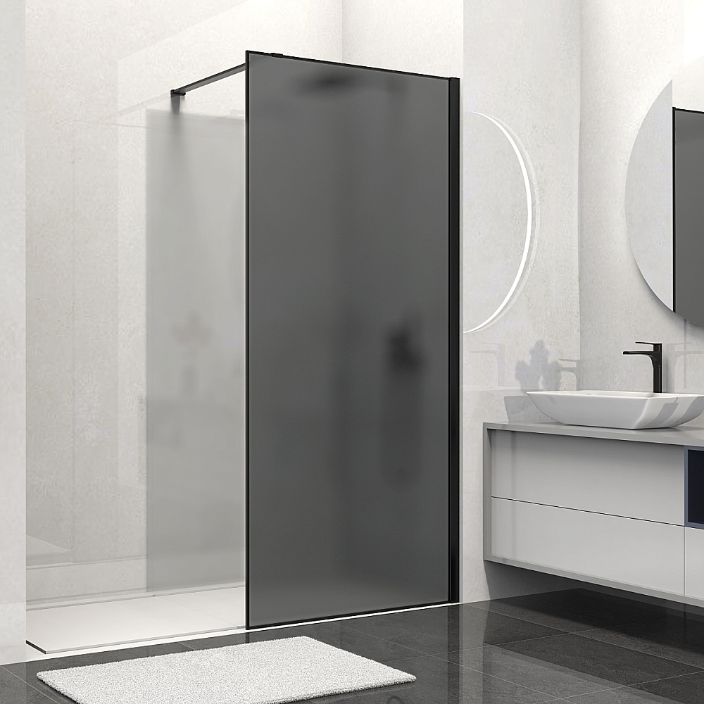 Душевая перегородка Vincea Walk-In VSW-1HS100GFB 100 профиль черный матовый/стекло матовое тонированное купить в интернет-магазине Sanbest