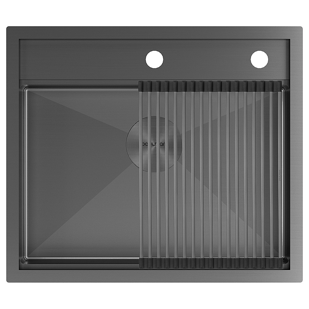 Кухонная мойка Paulmark KRONER-STEP PM345951-GM вороненая сталь купить в интернет-магазине сантехники Sanbest