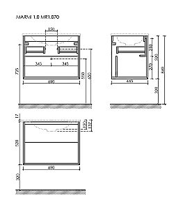 Тумба с раковиной Sancos Marmi 1.0 70 MR1.070EG дуб галифакс натуральный для ванной в интернет-магазине Sanbest