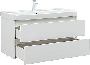 Тумба с раковиной Aquanet Вега 100 белый глянец для ванной в интернет-магазине Sanbest