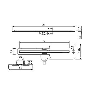 Душевой трап NEW TRENDY VISIO SLIM GUNMETAL 70 OL-0092 оружейная сталь купить в интернет-магазине Sanbest