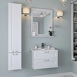 Тумба с раковиной Акватон Леон 65 дуб белый для ванной в интернет-магазине Sanbest