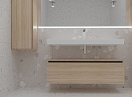 Нижняя тумба Armadi Art VALLESSI UNO-S 100 светлый дуб для ванной в интернет-магазине сантехники Sanbest