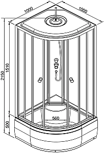 Душевая кабина AvaCan L910 100x100 с электрикой купить в интернет-магазине Sanbest