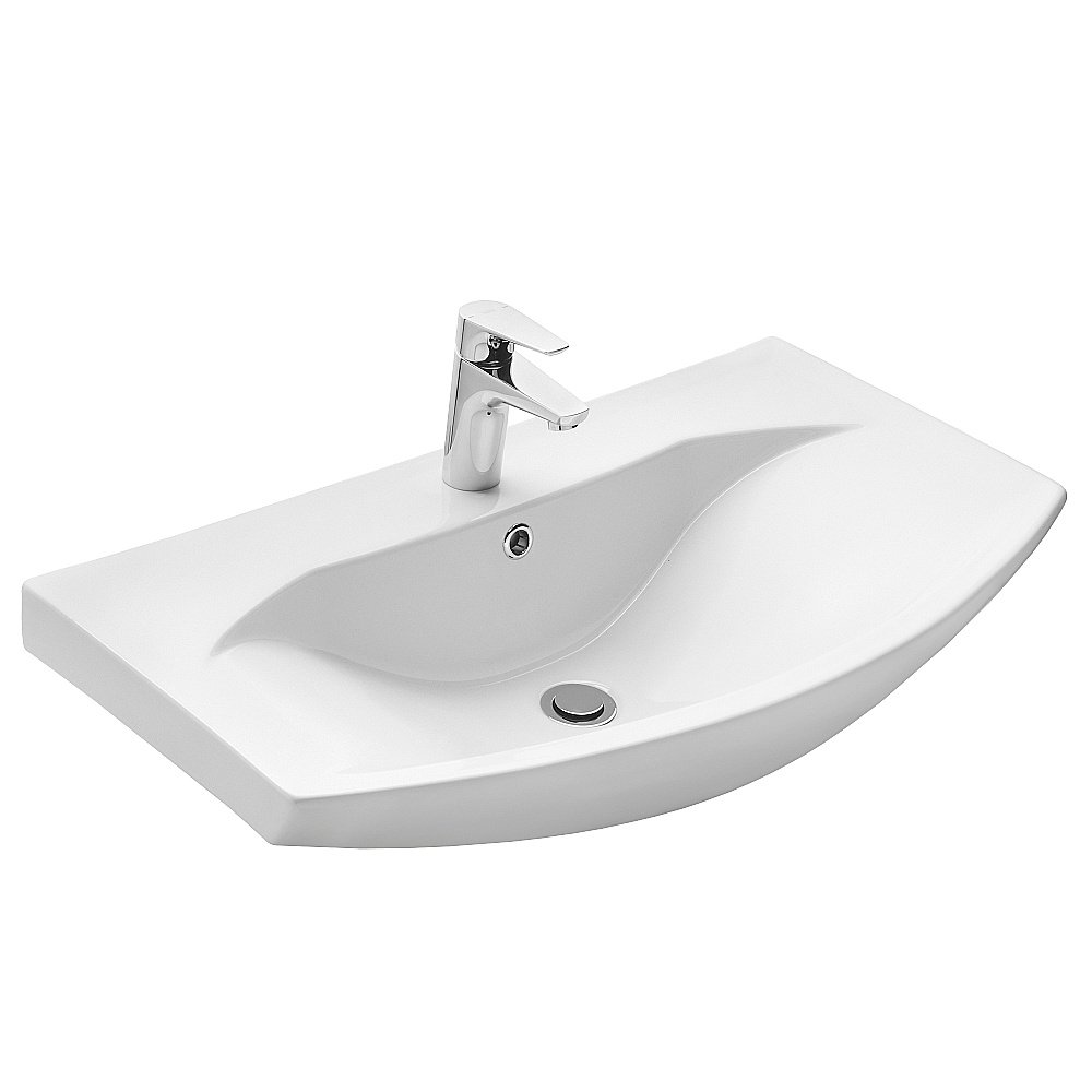 Тумба с раковиной Акватон Ария 80 Н белая глянцевая для ванной в интернет-магазине Sanbest