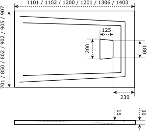 Душевой поддон литьевой Good Door АТРИУМ 120x90 черный купить в интернет-магазине Sanbest