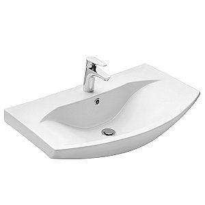 Тумба с раковиной Акватон Ария 80 Н белая глянцевая для ванной в интернет-магазине Sanbest