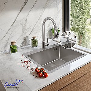 Кухонная мойка CeruttiSpa GLORIA60 nano embo CT11257 матовый хром купить в интернет-магазине сантехники Sanbest