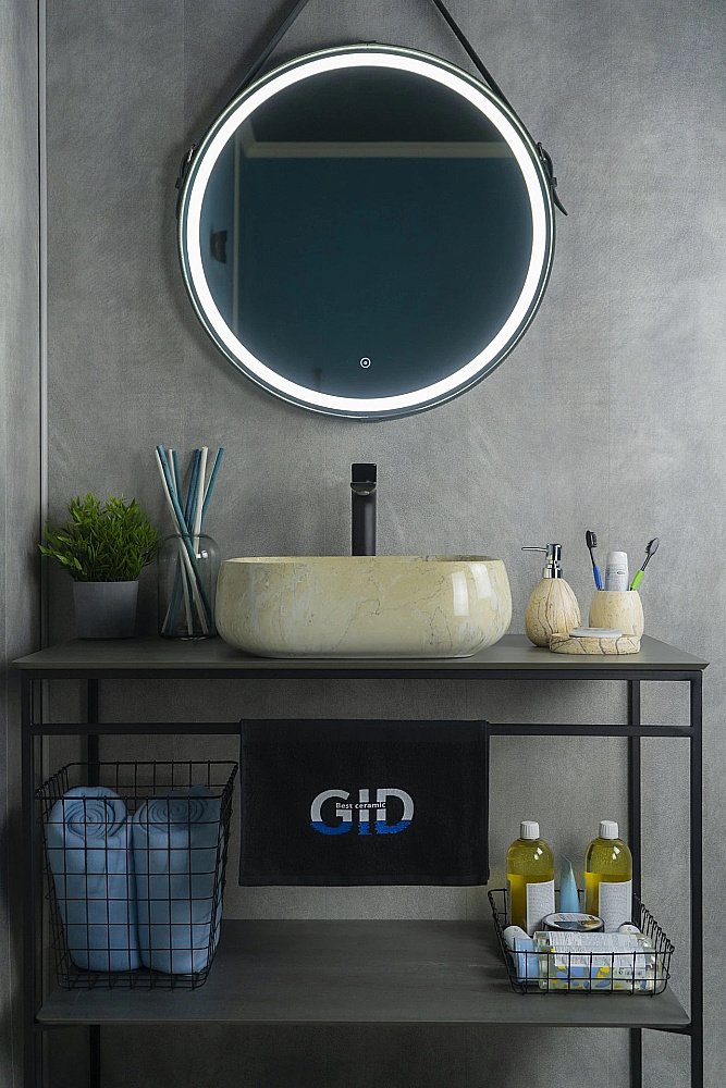 Раковина накладная Gid 45 Mnc188 54424 бежевый мрамор купить в интернет-магазине Sanbest