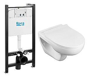 Унитаз подвесной Roca Victoria 893105010 безободковый, с инсталляцией, с крышкой микролифт купить в интернет-магазине Sanbest