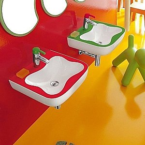 Раковина детская Laufen Florakids 8.1503.1.062.104.1 белая, розовая купить в интернет-магазине Sanbest