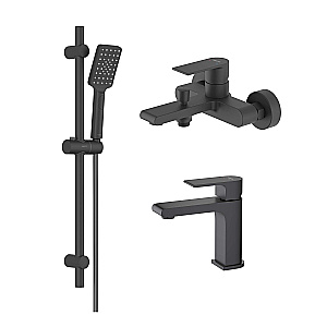 Набор смесителей Aquatek ЛИРА Set 3 в 1 (AQ1410MB+AQ1440MB+AQ2018MB) черный матовый купить в интернет-магазине сантехники Sanbest