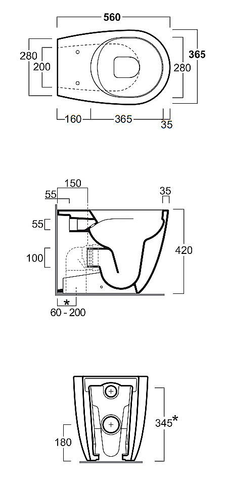 Унитаз приставной Simas Vignoni VI01 56х36,5 безободковый, белый купить в интернет-магазине Sanbest