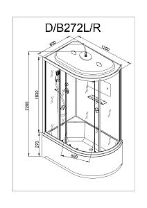 Душевая кабина Deto Серия D D272S+ эл. 120x80 купить в интернет-магазине Sanbest