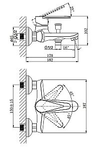 Смеситель для ванны Rush Denis DN0335-44 купить в интернет-магазине сантехники Sanbest