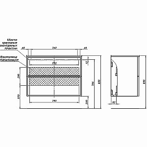 Тумба с раковиной Aquanet Арт 90 329613 ясень графит для ванной в интернет-магазине Sanbest