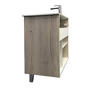 Тумба с раковиной Comforty Клеон 00-00004757 90Н белый/дуб дымчатый для ванной в интернет-магазине Sanbest