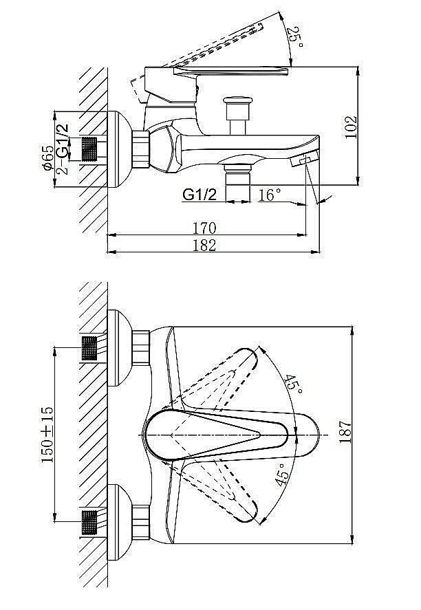Смеситель для ванны Rush Denis DN0335-44 купить в интернет-магазине сантехники Sanbest