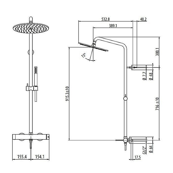 Душевая система Gattoni Circle Two 9195/PDNO черная матовая купить в интернет-магазине сантехники Sanbest
