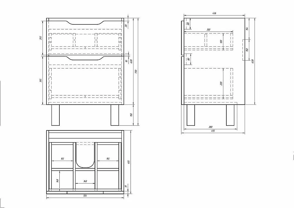 Тумба с раковиной Dreja Q Plus 55 для ванной в интернет-магазине Sanbest