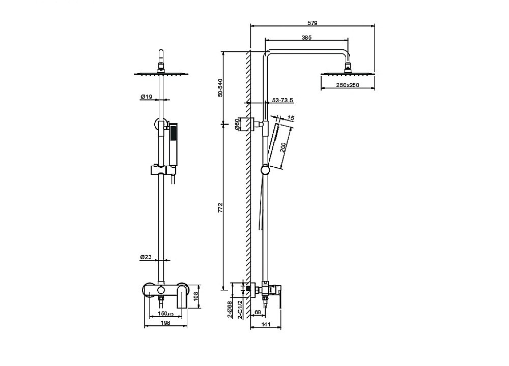 Душевая система Aquatek ЛИРА AQ2465MB черная матовая купить в интернет-магазине сантехники Sanbest