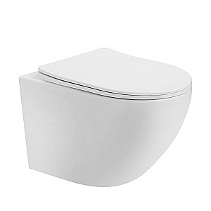 Унитаз подвесной Abber Bequem AC1100T-AC0105-AC0121RG белый, безободковый, с инсталляцией, с крышкой микролифт, слив-торнадо, с кнопкой золото матовое купить в интернет-магазине Sanbest