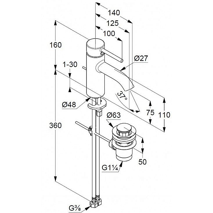 Смеситель для раковины Kludi Bozz 382630576 хром купить в интернет-магазине сантехники Sanbest