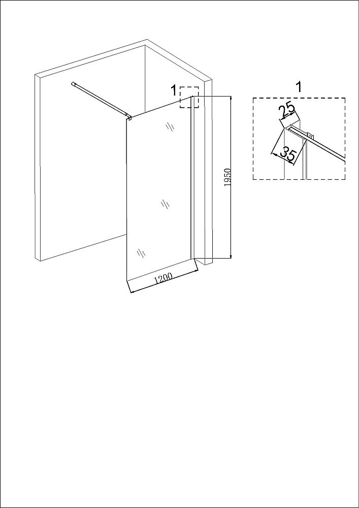 Душевое ограждение Niagara "Nova" NG-663-12, 120x195 см, регулируемые ножки, прозрачное стекло купить в интернет-магазине Sanbest